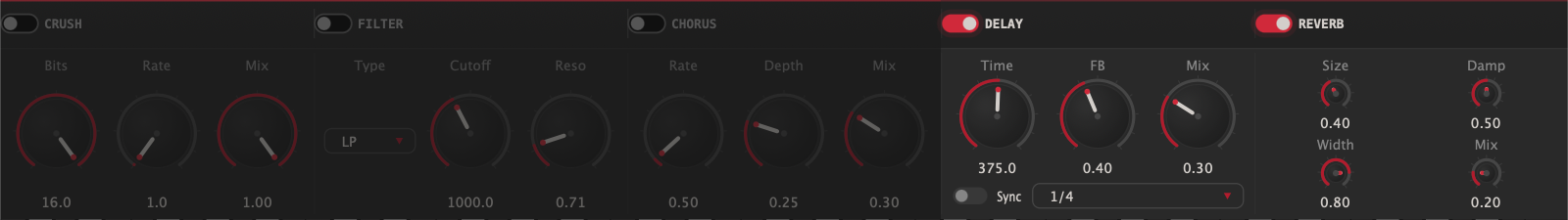 The effects bar